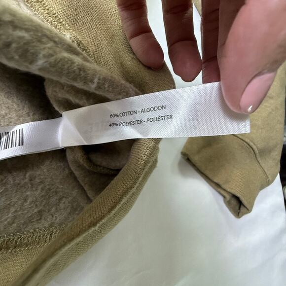 Blind Rooster Koi Fish Embroidered Sweatshirt Tan Fleece Lined Crewneck Size L - Picture 9 of 11